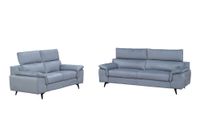 Sofaset 2tlg. Couchgarnitur 3-2-Sitzer - ca. 205 x 86 x 75/93 cm - Samtstoff in Grau