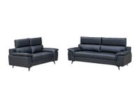 2tlg. Sofa-Set in Lederoptik - Schwarz