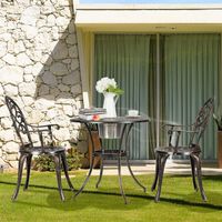 3tlg. Bistro-Set mit 2 Stühlen & Beistelltisch
