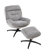 gepolsterter Drehsessel Relaxsessel mit Hocker, hellgrau