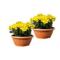 Powertec Garden Pflanztopf "Lucca" - 2er-Set , Kunststoff , ca. 5,5 Liter - rund - Terrakotta