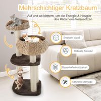 104cm Katzenbaum mit Betten, Katzenkratzbaum Holz