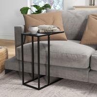 Beistelltisch Couchtisch in C-Form, Sofatisch Nachttisch mit Stahlgestell
