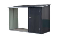2in1 Brennholzlager mit Schrank aus Zinkstahl, ca. 249 x 104 x 159 cm - Schwarz