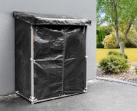 Brennholzregal mit Abdeckung M aus Metall, ca.135 x 70 x 165 cm - Schwarz