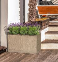 Blumentopf Rattan-Optik aus Stahl, ca. 37 x 26,5 x 60,5 cm