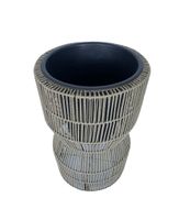 Runder Blumentopf Flecht-Optik aus Stahl, ca. 37 x 37 x 60 cm