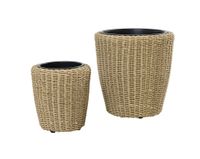 2er-Set Blumentopf aus Stahl mit Kunststofftopf - Braun