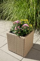 Quadratischer Blumentopf in Rattan-Optik aus Stahl - Braun