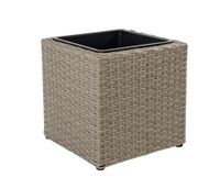 Quadratischer Blumentopf in Rattan-Optik aus Stahl - Braun