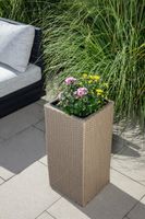 Eckiger Blumentopf in Rattanoptik aus Stahl, ca. 31 x 31 x 64 cm - Grau