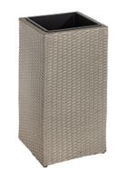 Eckiger Blumentopf in Rattanoptik aus Stahl, ca. 31 x 31 x 64 cm - Grau