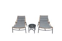 3tlg. Rattan Gartenset mit Sitzkissen HGS52-GRA, grau