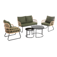 5tlg. Rattan-Gartenset mit Sitzkissen HGS51-GRN, grün