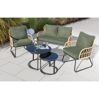 5tlg. Rattan-Gartenset mit Sitzkissen HGS51-GRN, grün