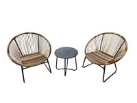 3 tlg. Garten-Set in Rattan - Braun