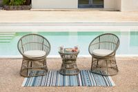 5 tlg. Garten Set mit Sitzkissen in Rattan - Beige