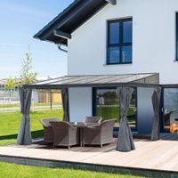 Terrassenüberdachung aus Aluminium mit Polycarbonat. ca. 400 x 300 cm - Anthrazit