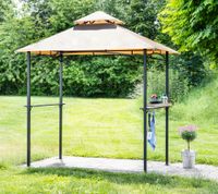 Grillpavillon mit Flammhemmendem Doppeldach aus Stahl und Polyester, ca. 240 x 150 x 265 cm