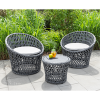 3tlg. Balkongarnitur RUA, Balkonset Gartenset Tisch aus Akazienholz - schwarz