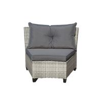 15tlg. runde Garten-Sofagarnitur Loungeset mit 2 Seitenablagen - Grau