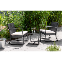 5tlg. Rattan Schaukelstuhl Set - Balkonset schwarz