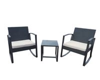 5tlg. Rattan Schaukelstuhl Set - Balkonset schwarz