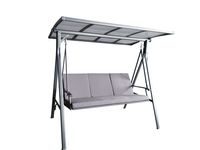 3-Sitzer Hollywoodschaukel mit Dach, ca. 200 x 125 x 178 cm - Grau