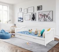 Funktionsbett ca. 90 x 200 cm ausziehbares Bett inkl. Lattenrost weiß