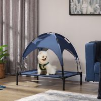 Haustierbett mit Baldachin Erhöhtes Hundebett Hundeliege outdoor Dunkelblau