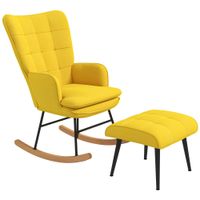Schaukelstuhl Schwingsessel mit Hocker Relaxsessel mit Leinenoptik