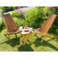 2er Set Holzliegestuhl mit Tisch aus Akazie klappbar 