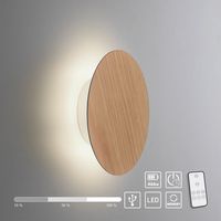 LED Wandleuchte AKKU PUNTUA, Akkubetrieb, Klettverschluss, Holz-natur