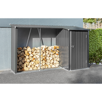 2in1 Brennholzlager mit Schrank aus verzinktem Stahl, ca. 270 x 105 x 158 cm - Schwarz