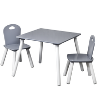 Kindertisch mit 2 Stühlen, grau - 3er Set