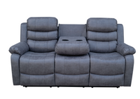 Home Cinema Relaxsofa Set 3-tlg. mit 5 Relaxfunktionen und Mittelkonsole - Dunkelgrau