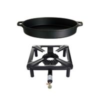 Hockerkocher & Eisen-Gusspfanne 50cm - Camping & Profiköche