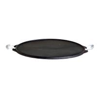 Gusseisen-Grillplatte Light mit Edelstahl-Griffen 38 cm rund schwarz