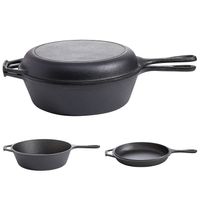 2in1 Gusseisen Topf-/Pfannenkombination mit Stiel und Topfdeckel