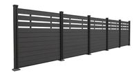 WPC-Sichtschutzzaun "Cortado" mit Luftöffnungen 5x Element + 6x Pfosten, ca. 910 x 190 cm - Schwarz