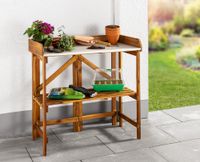 Pflanztisch aus Akazienholz mit Zinkplatte, ca. 85 x 44 x 89 cm - Braun