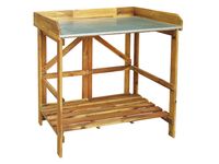 Pflanztisch aus Akazienholz mit Zinkplatte, ca. 85 x 44 x 89 cm - Braun