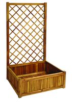 Pflanzkasten mit Rankhilfe aus Akazienholz, ca. 150 x 80 x 38 cm - Braun