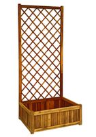 Pflanzkasten mit Rankhilfe aus Akazienholz, ca. 180 x 80 x 38 cm - Braun
