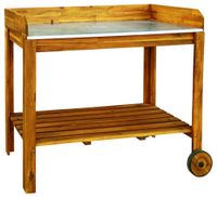 Pflanztisch aus Akazienholz mit Zinkplatte, ca. 111 x 49 x 91 cm - Braun 