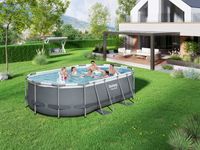 Power Steel™ Frame Pool Set mit Filterpumpe 427 x 250 x 100 cm , grau, oval