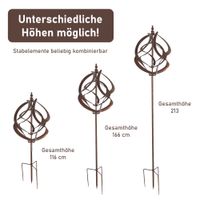 Windrad aus Metall in Kupferoptik, Gartendeko, 213 cm hoch