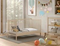 Vipack - DINO Baby-/Juniorbett 70 x 140 cm, höhenverst. Lattenrost, Buche massiv natur lackiert