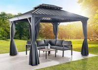 Pavillon aus Polyester und verzinkten Metalldach ca. 300 x 365 x 292 cm - Anthrazit