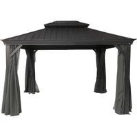 Pavillon aus Polyester und verzinkten Metalldach ca. 300 x 420 x 290 cm - Anthrazit